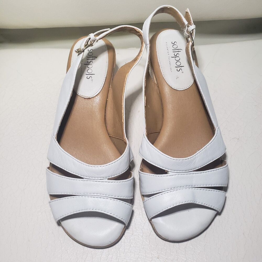 Softspots Neima Women's Leather Slingback Shoes color white Sz 6.5WW  NNN